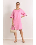 Adorne Clara Linen Short Dress in Pink