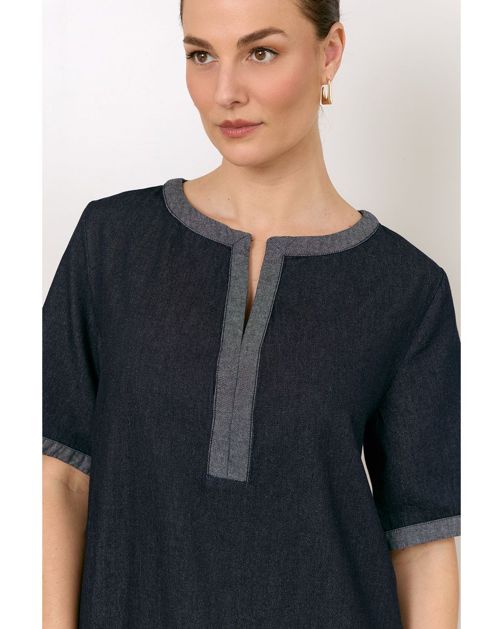 Adorne Sara Lightweight Denim Short Dress in Denim