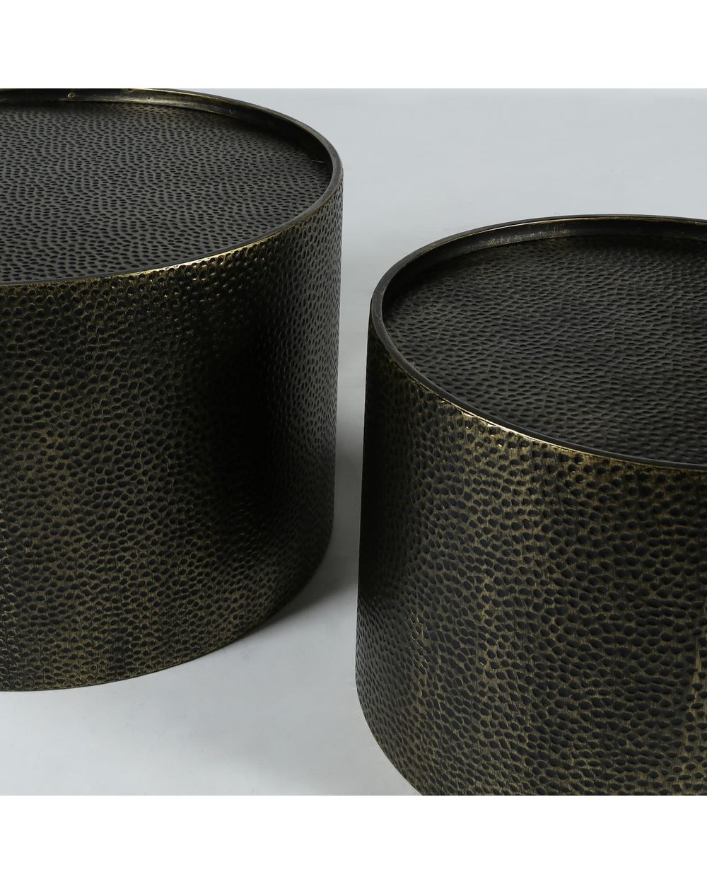 Le Forge Drum Coffee Table in antique gold