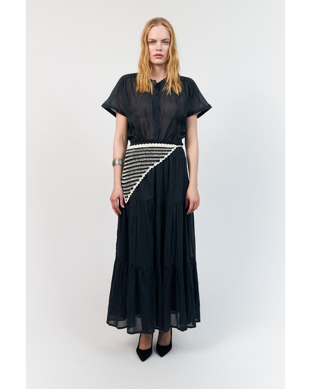 Lolly's Laundry Diamond Maxi Skirt in Washed Black, side