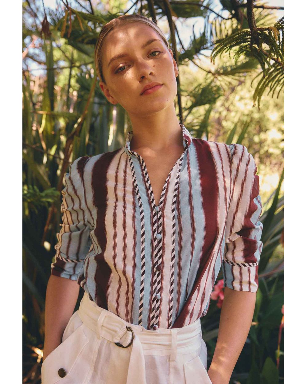 Calantha Cotton Silk Shirt (Iridescent Stripe)