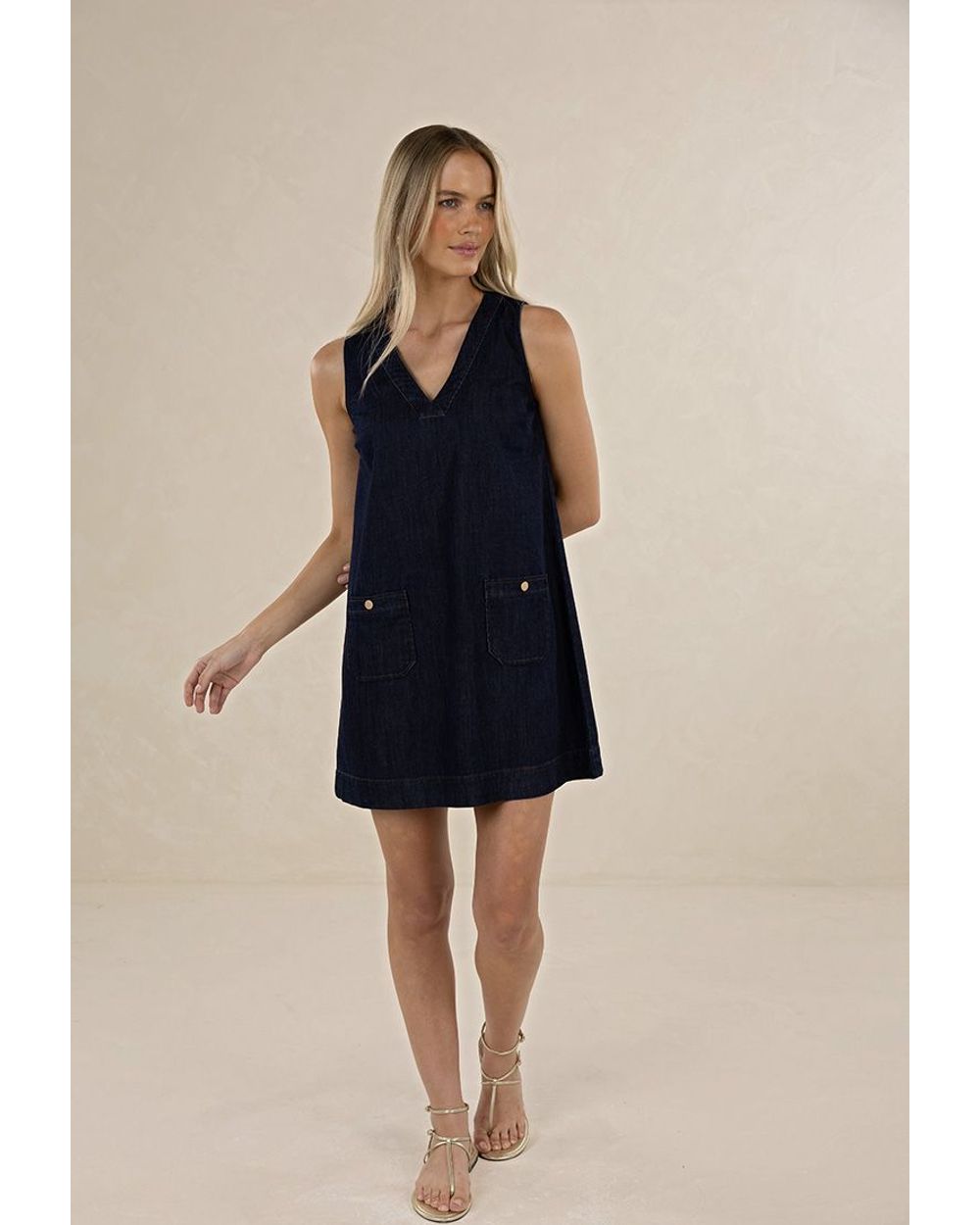Humidity Ivy Denim Shift Dress in dark denim