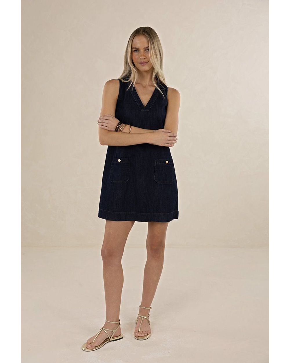 Humidity Ivy Denim Shift Dress in dark denim