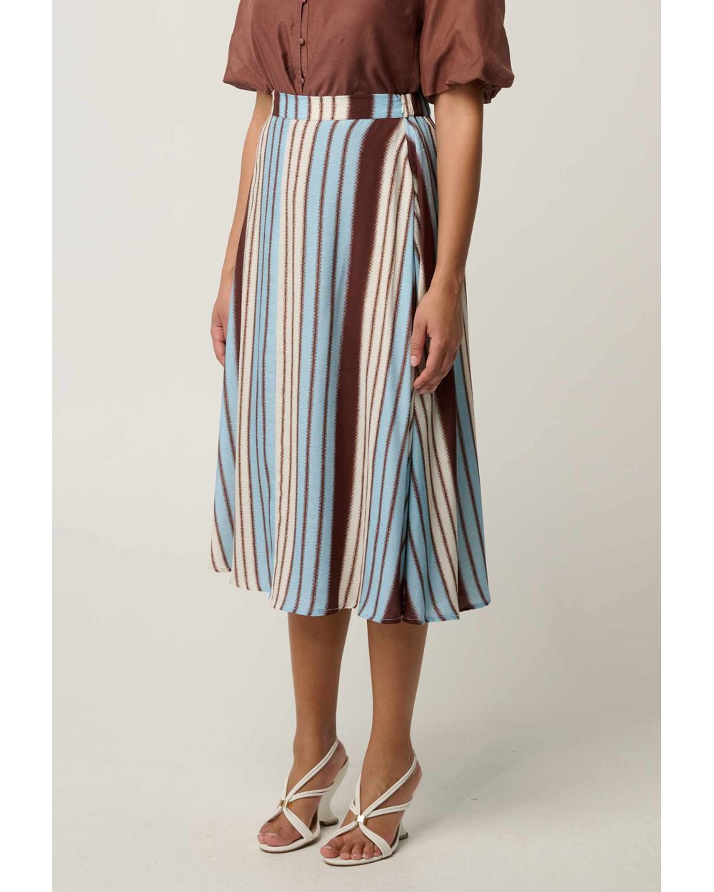 Iris Viscose Blend Skirt (Iridescent Stripe)