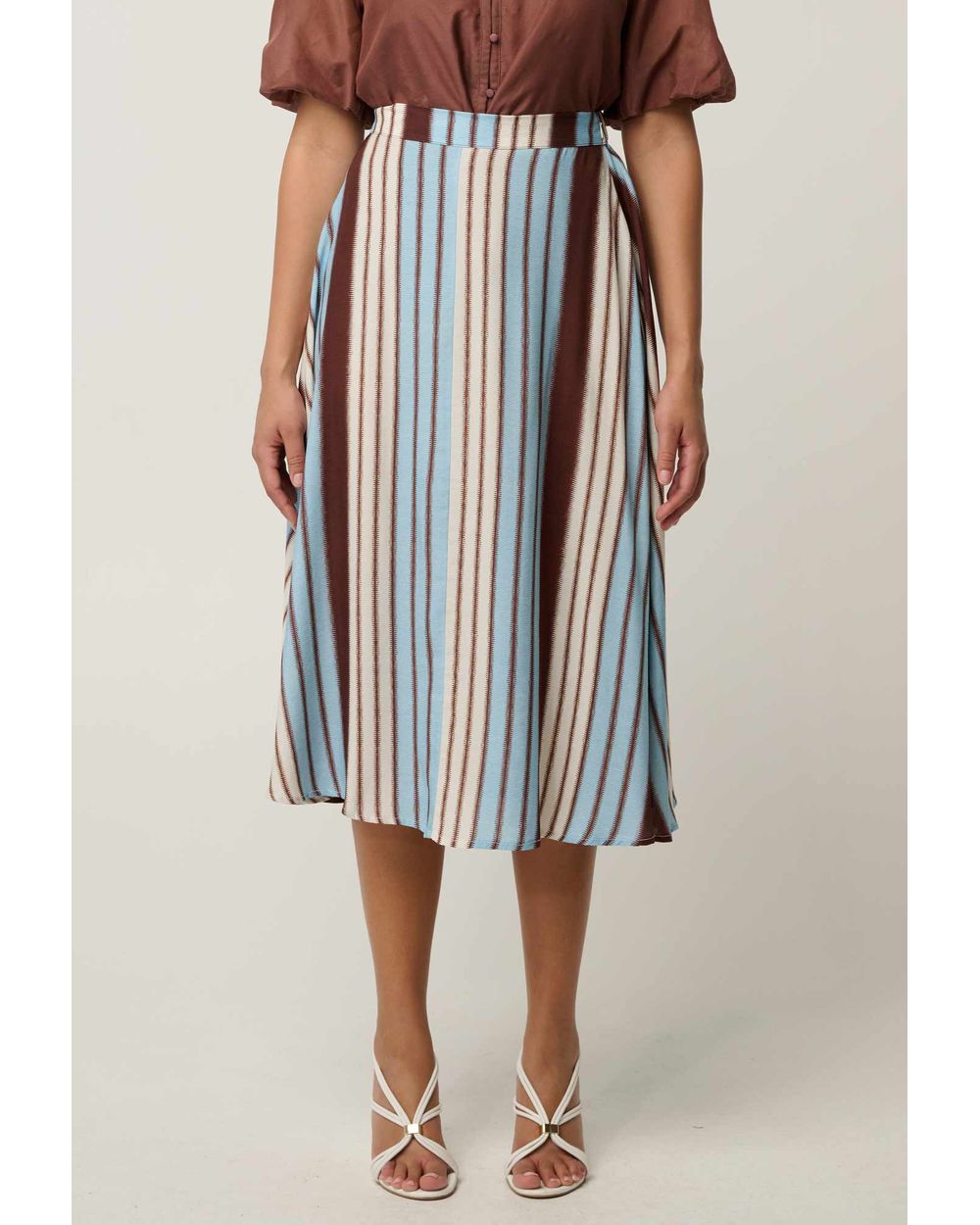 Iris Viscose Blend Skirt (Iridescent Stripe)