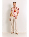 Adorne Lilian Linen Top in Cotswolds print, front view