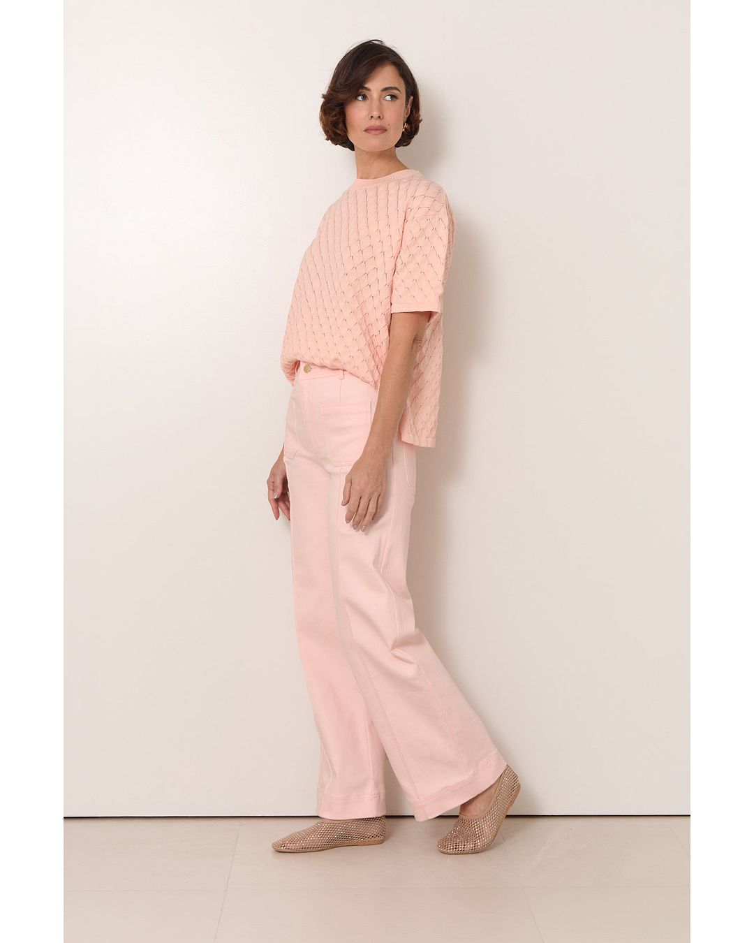 Adorne Rosalie Patch Pocket Denim Pant in Pink