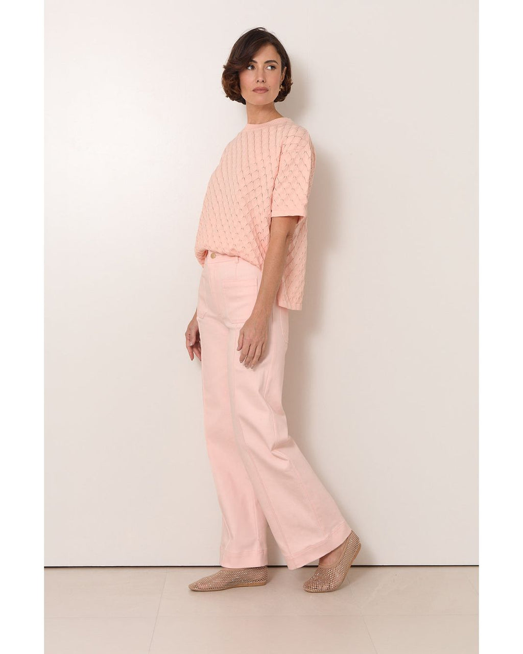 Adorne Rosalie Patch Pocket Denim Pant in Pink