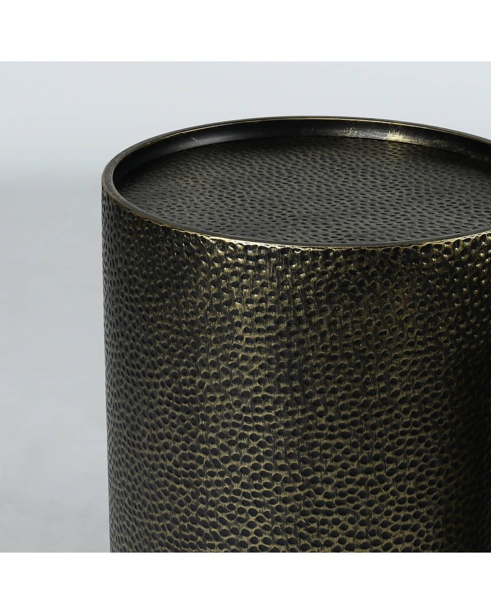 Le Forge Drum Side Table in antique gold