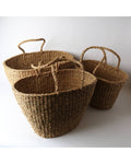 Le Forge Oval Shopping Baskets in natural sea grass, set of three