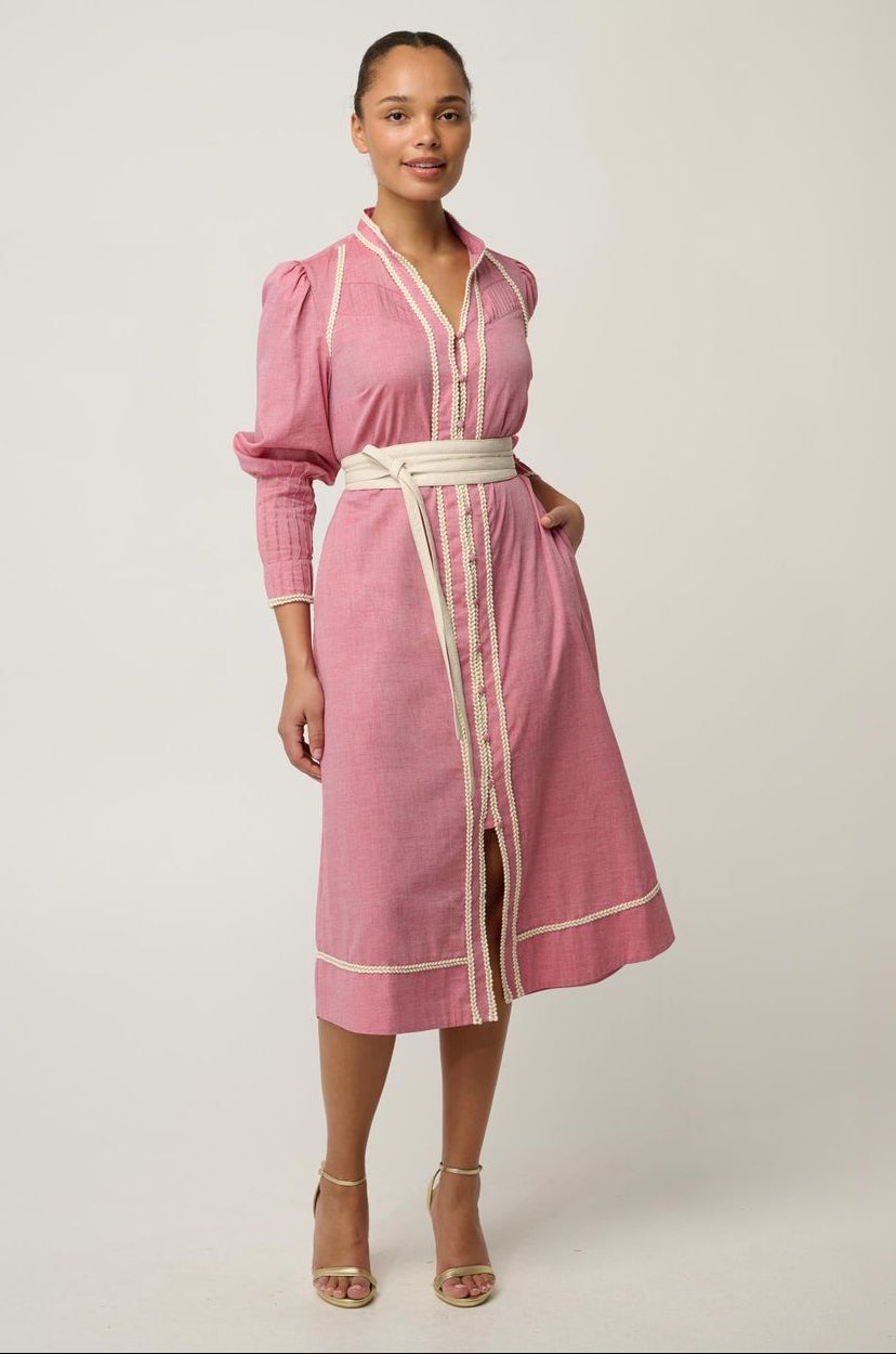 Isla Cotton Chambray Dress (Blush Chambray)