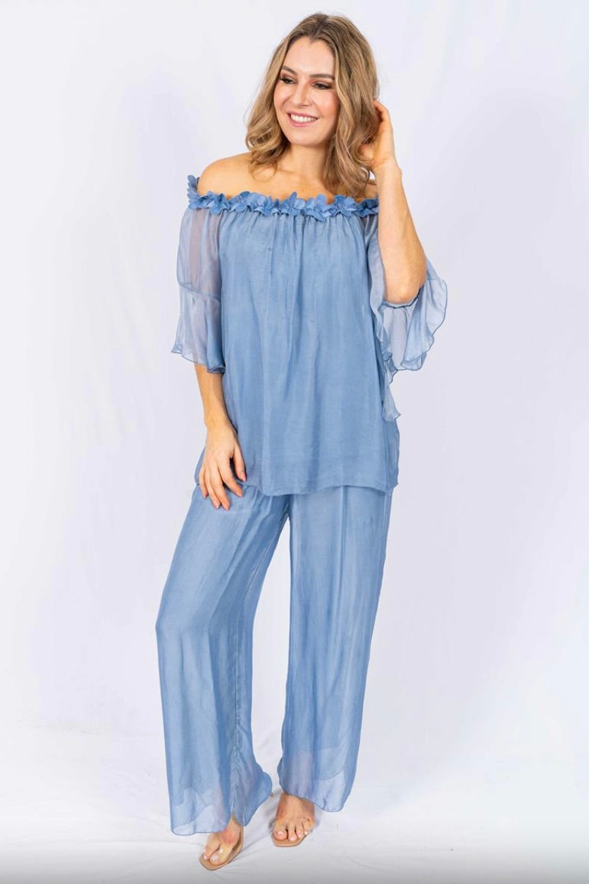 Invitati Pants Periwinkle & Charcoal