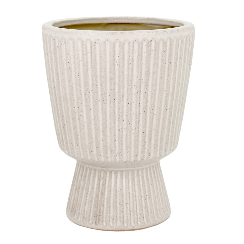 Taylor Ribbed White Planter Large