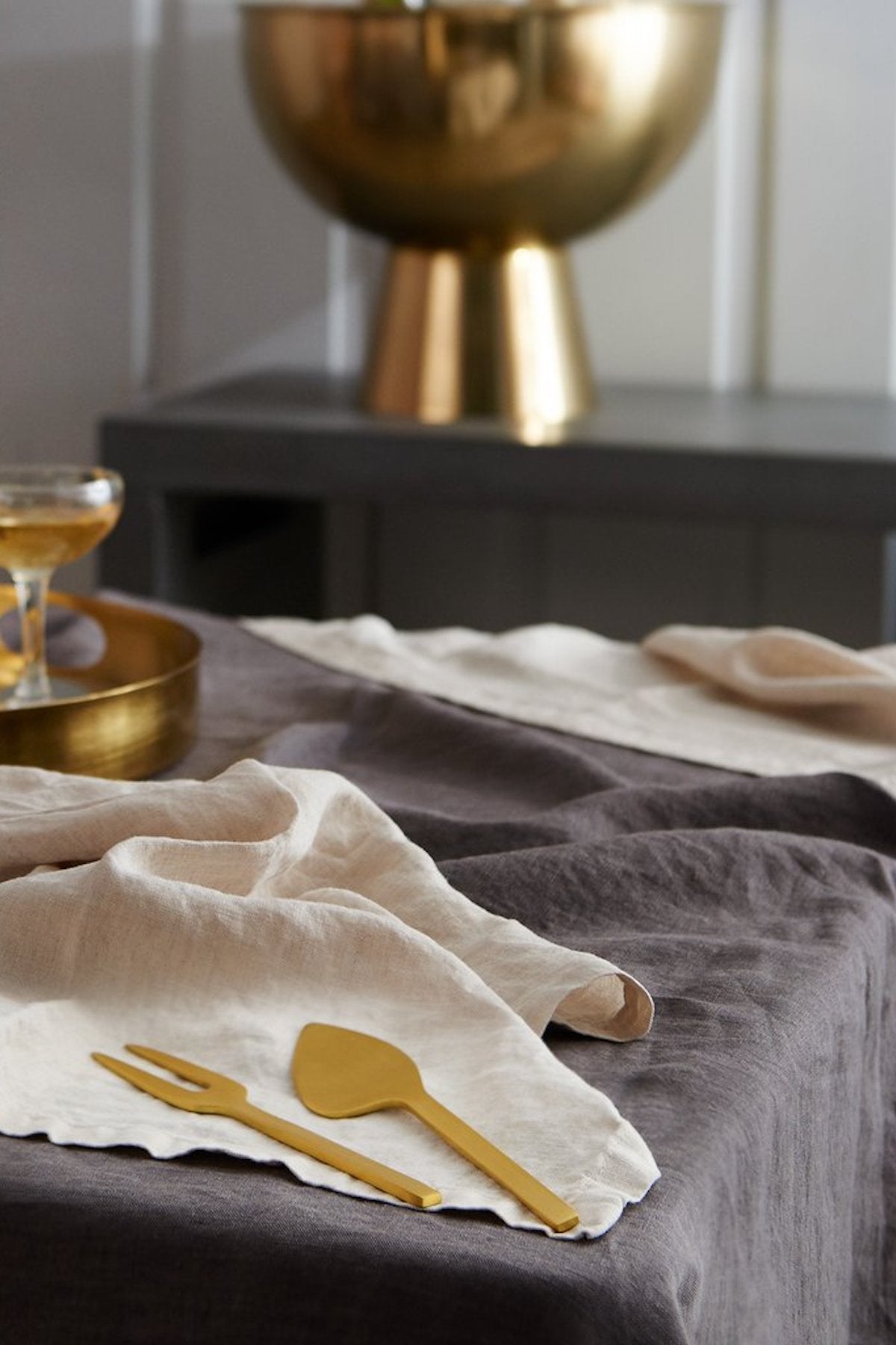 Maxwell Charcoal Linen Tablecloth