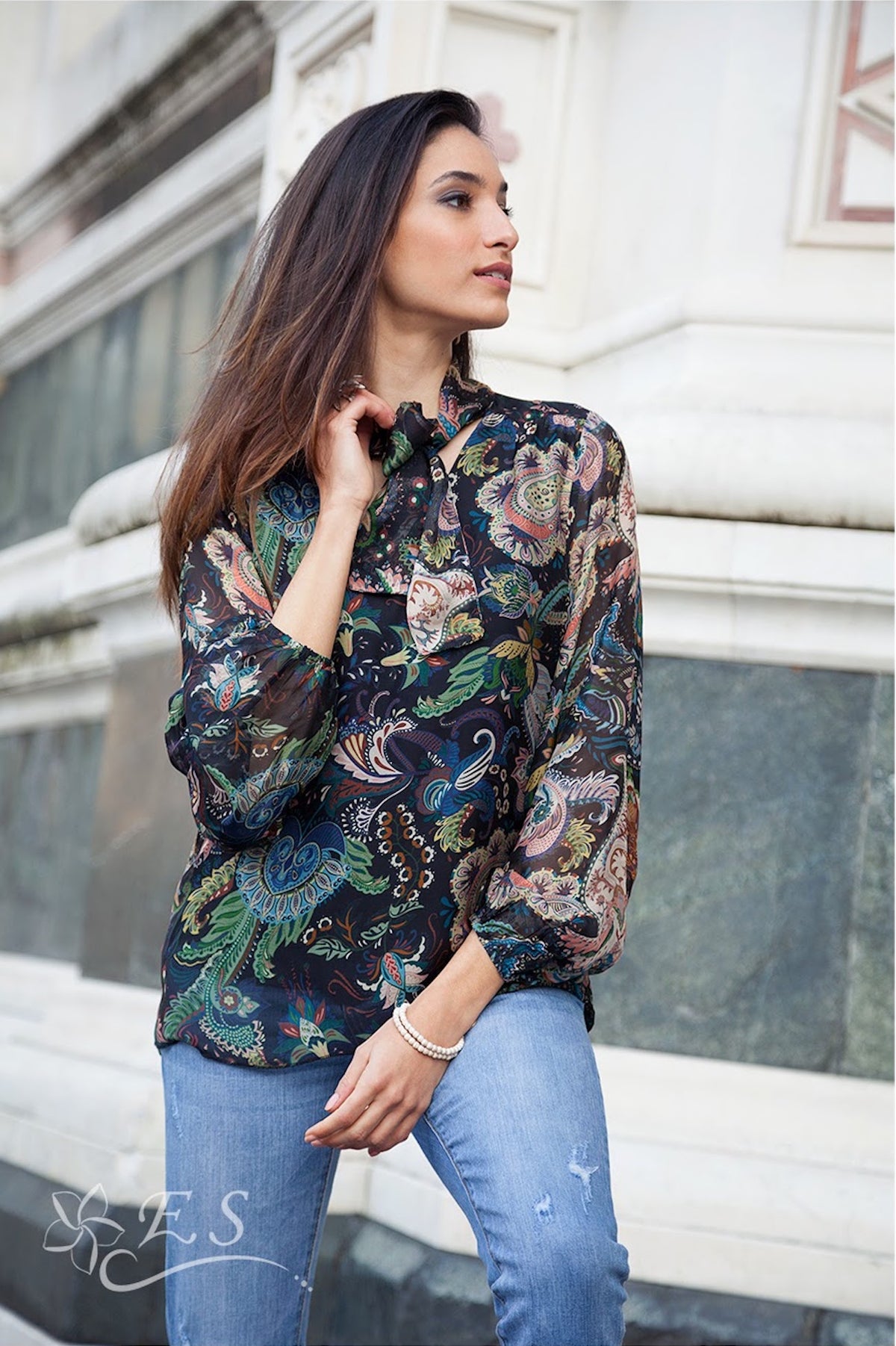 Silk Tie Front Top